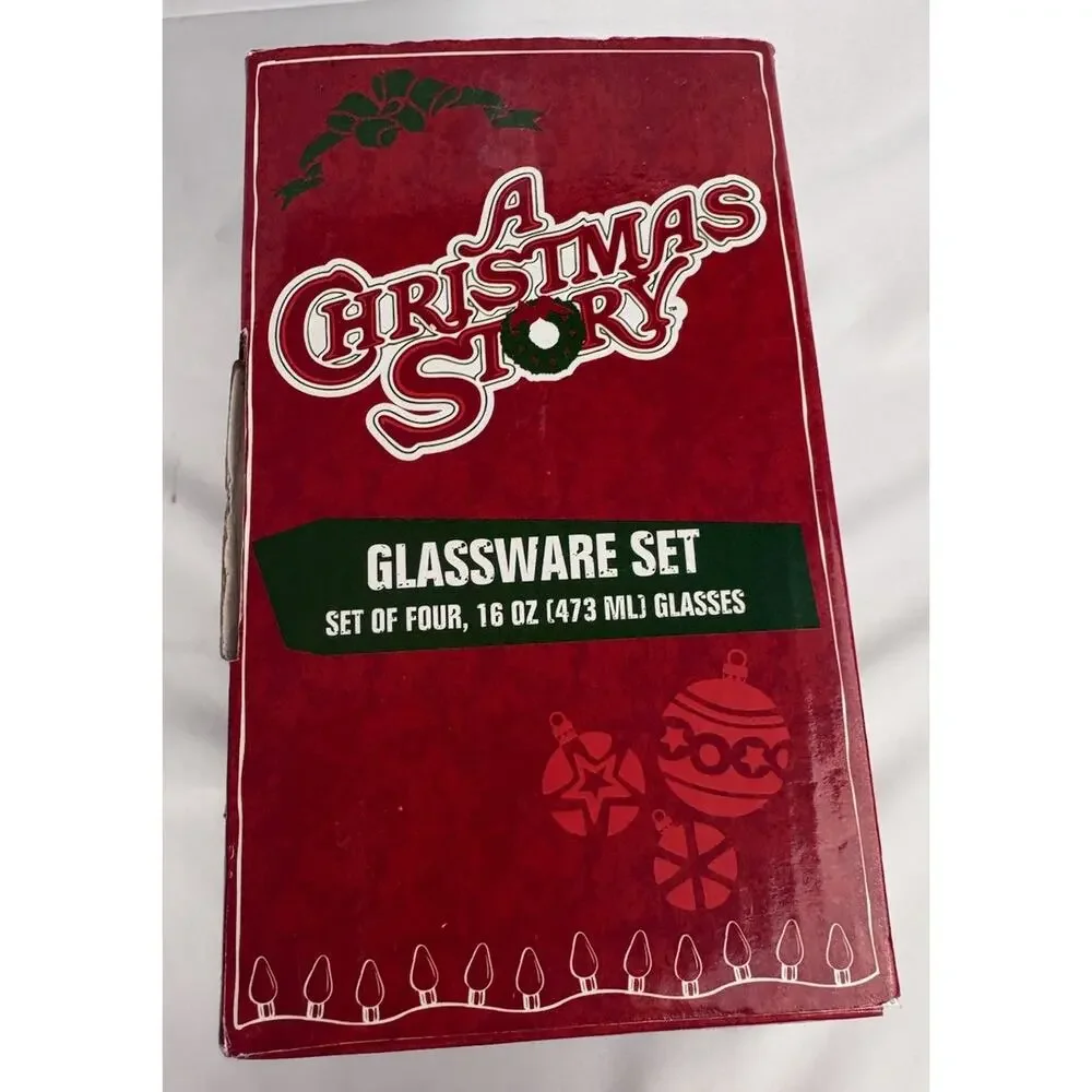A Christmas Story 4pc 16oz Glass Cup Set